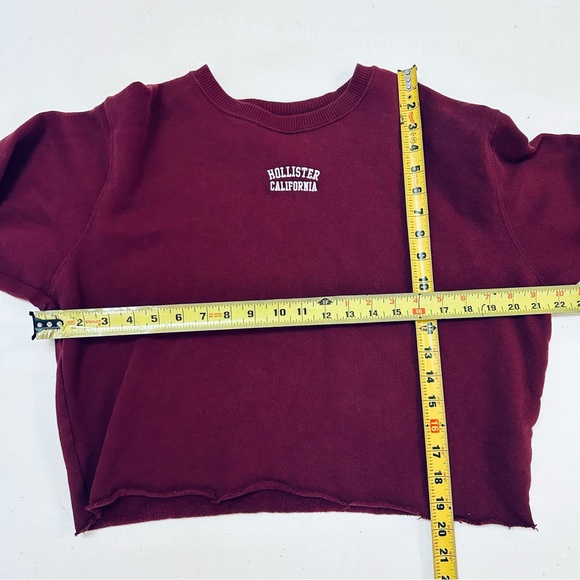 Hollister Cropped Sweatshirt Popover Women’s Size M Burgundy - Picture 6 of 7